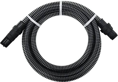 vidaXL Saugschlauch, Gartenschlauch mit PVC-Anschlüssen, Saugschlauchgarnitur Ansauggarnitur für Gartenpumpen Hauswasserwerke, Schwarz 1 4m PVC