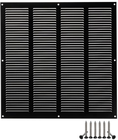 400x400mm Metall Schwarz Lüftungsgitter mit Insektenschutz - Gitter für Belüftung - Abluftgitter
