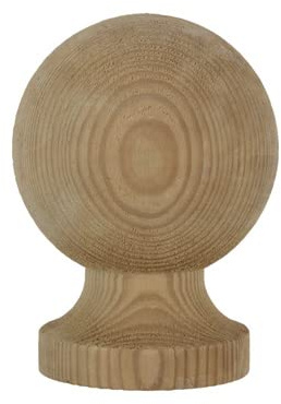 Just The Job Supplies Wooden Post Finial - Treated Pine - Acorn or Ball 50 75 100mm Brown or Green Cap (100mm Ball - Green)