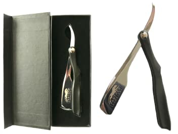 Professional Barber Stainless Steel Black & Silver Straight Single Blade (Blade not included) Cut Throat Men Razor Moustache & Beard Premium Quality Shaving Razor Packed in Stylish Box