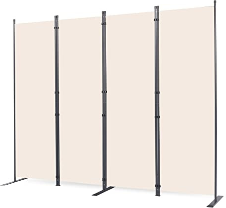 CHOSENM Room Divider, 4 Panel Folding Privacy Screens with Wider Support Feet, 6 Ft Portable Room Partition for Room Separator, 88 W X 71 H, Beige