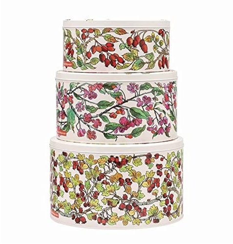 Elite Gift Boxes Emma Bridgewater - Birds in Hedgerow Set of 3 Round Cake Tins Nested 250(d) x 145mm (Large) 225(d) x 120mm (Medium) 198(d) x 105mm (Small)