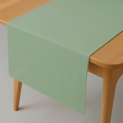 DecoHomeTextil Leinen Optik Tischläufer Läufer Eckig 40 x 100 cm Hellgrün Abwaschbar Wasserabweisend Fleckschutz Pflegeleicht mit Saumrand