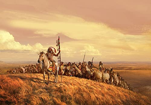 Papery Kinderpuzzle, 1000 Teile, Indianer reitet auf einem Hügel, personalisiertes Puzzle, 38x26CM