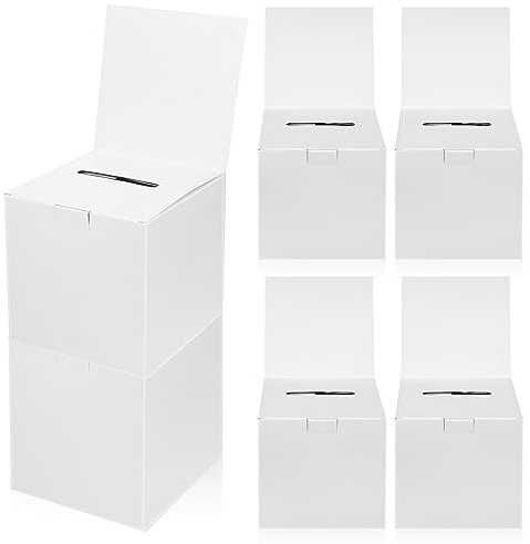 Weiße Wahlurnen aus Papier 6 Stück, Faltbar, 6x6x6 Zoll