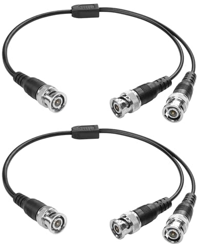 YACSEJAO 2 cavi splitter BNC 2 in 1 BNC maschio a doppio BNC, cavo adattatore coassiale per sistema CCTV, radio, modem, fotocamera, 40 cm