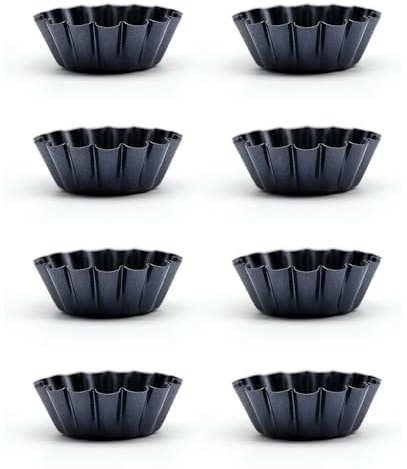 8 Piezas Molde de Tarta de Huevo, Molde del Pudin para Galletas Reutilizable, Molde de Tartaleta, Tartaleta Antiadherentes Molde, para Pudín, Horneado Sartén, Utensilios Hornear, Pastel Galletas