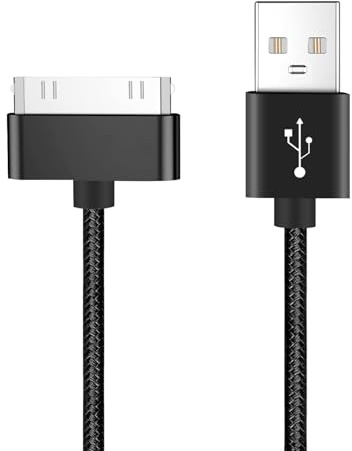 RULGOI Câble 30 broches de 100 cm de long, compatible avec iPhone 4s/4, iPhone 3G/3GS, iPad 1 2 3 et iPod, câble de chargement et de synchronisation USB - Noir