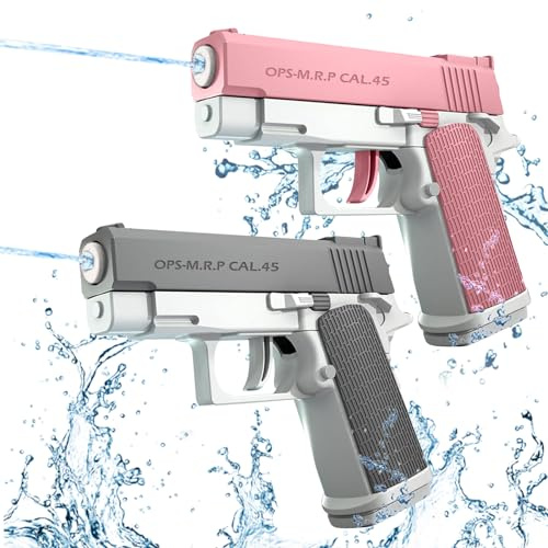 Wasserpistole Kinder 2 Stück Wasserpistolen Klein Wasserspritzpistole Reichweite 10 Meter Water Gun für Kinder Sommer Freien Pool Strand Wasserspielzeug (Grau+Rosa)