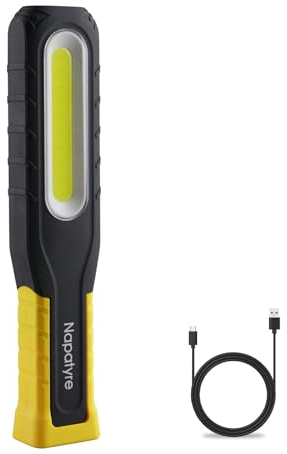 Napatyre LED Arbeitsleuchte Werkstattlampe,1000 Lumen LED Taschenlampe mit Magneten und Haken,180° Drehbar 5 Modi COB Inspektionslampe für Autoreparatur, Inspektion, Garage, Notfall