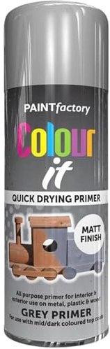 SDMAX Grey Primer Spray Paint, Quick Drying, Indoor And Outdoor Use, Matte Finish, Easy to Apply, Durable and Long-Lasting, Multi-Surface Compatibility, 250ML (1PCS)