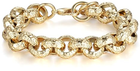 Men’s Chunky Belcher Bracelet, 15mm | 8-Inch Heavyweight 110g | Gold Plated Statement Chain | Bling King London