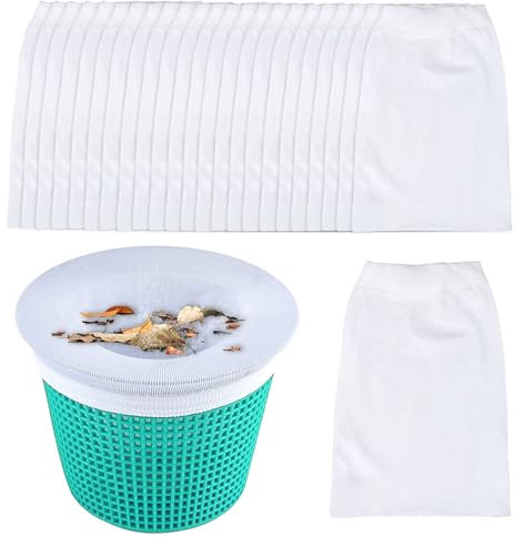 20 Pièce Chaussette Skimmer Piscine, Chaussettes Skimmer Reutilisable pour Panier Skimmer, Maille Ultra Fine, Nylon Élastiqu Pool Skimmer Socks pour Peuvent Emprisonner Pollen, Feuilles, Cheveux