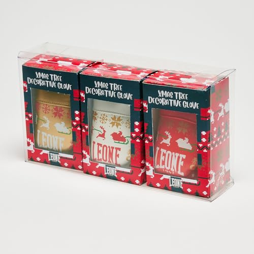 LEONE 1947, KIT 3 mini guanti Xmas, ornamento albero di Natale, oro- rosso-bianco KIT23X