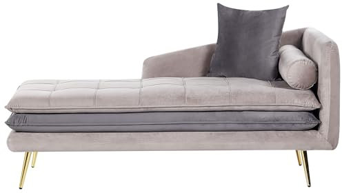 Beliani Ré­ca­mi­e­re Samt beige Taupe mit goldenen Beinen rechtsseitig Gonesse
