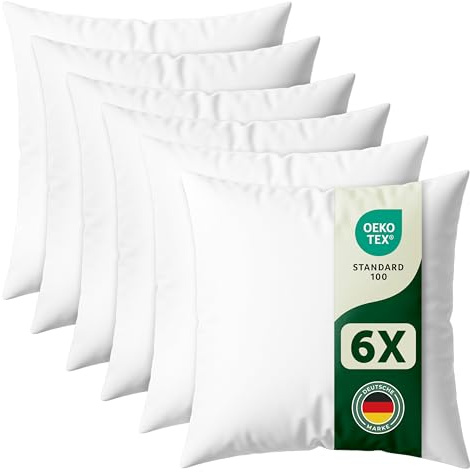 Blumtal Kissenfüllung 40x40 cm 6er - Oeko-TEX zertifizierte Füllung Kissen - 40x40cm Kissen Füllung aus Polyester - Pillow 40x40 Innenkissen 40x40 cm - Kissen Polster - Füllkissen 40x40