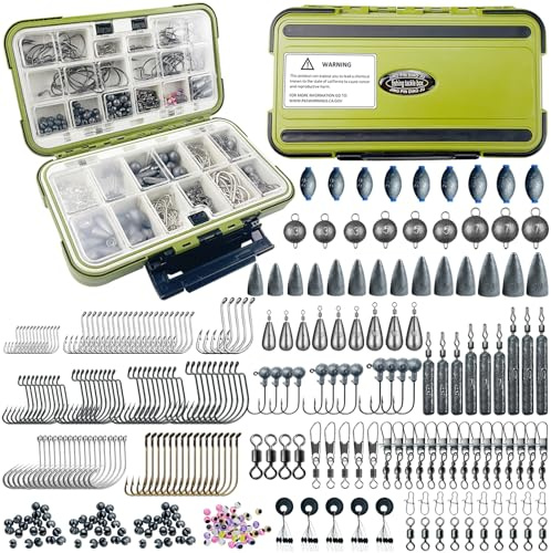 L PATTERN 306 PCS Angelhaken Set Angelzubehör, Angelblei Kit mit Sinker Gewichte, Rubber Bobber, Angelhaken, Jigs, Angeln Perlen, Swivels Snaps, Angeln Gear Angelzubehör Kit mit Tackle Box
