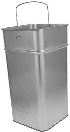 HOUDERCO Outdoor Galvanized Metal Garbage Bucket 17×17×32 Cm with Handle Sturdy Trash Container for Outdoor and Home Waste Collection