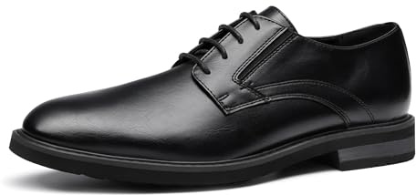 Bruno Marc Men Lightweight Lace Up Shoes, Elastic Leather Oxford, Comfortable, Casual, Fashion and Business,Size 7,Black,BMEMOX2502