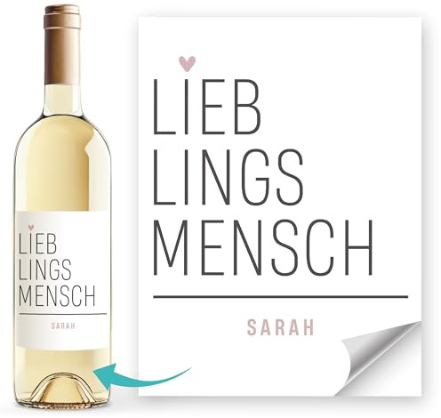 SpecialMe® Weinetiketten Lieblingsmensch personalisiert mit Namen Flaschenetiketten selbstklebend Wein Geschenk Weiss unisize