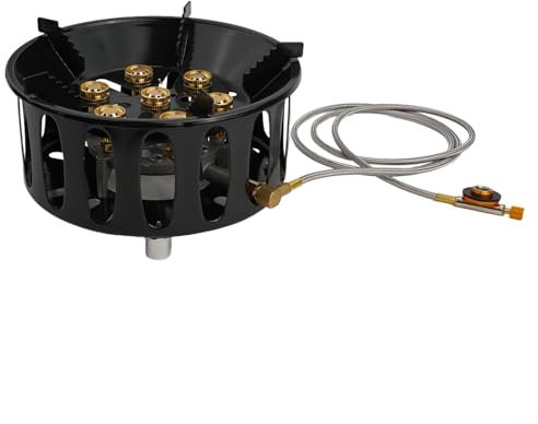 Cuisinière à gaz portative 16800W Noir Portable Camping avec gestion efficace de la flamme pour la cuisson en plein air (C)