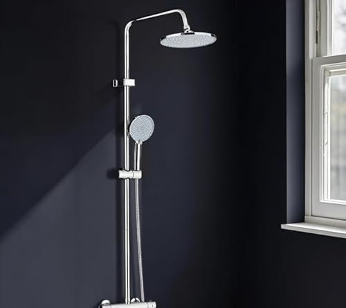 Sistema doccia con termostato cromato, set completo con 3 tipi di getto, doccia a pioggia con supporto a parete e pannello doccia doccia colonna doccia set doccia per bagno di casa