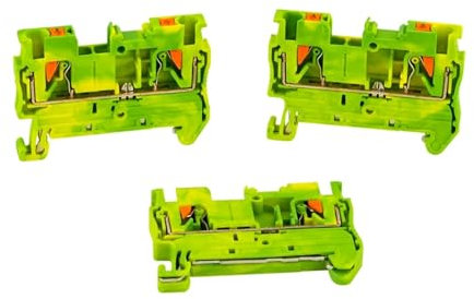 Bloque de terminales de tierra de carril Din, 10 Uds., PT-2.5PE, conexión de resorte, alimentación a través de empuje, Conductor de cable de PT2.5-PE