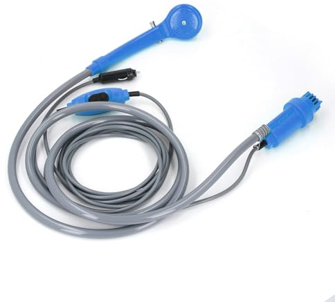 JTLB Adjustable Water Camping Shower Kit, Portable Outdoor Camping Shower System, with Suction Cup and Hooks for Car Washing, Travel (Blue)