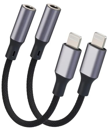 [Apple MFi Certified] 2 Pack iPhone 3.5mm Headphone Adapter, Lightning to 3.5mm Earphone Jack Adapter Aux Audio Dongle Converter for iPhone 14/13/12/11/11 Pro/XR/X/XS/8/7/7Plus (Sliver, 2 pcs)