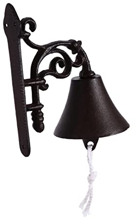 MAGICLULU Sonnette en Fonte Manuelle Style Rustique, Cloche Tremblante De Jardin, Décoration Vintage pour Porte D'entrée Extérieure, Ensemble De Sonnette Décorative