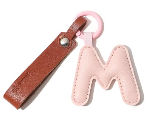 JchEnye Kunstleder Buchstabe M Schlüsselanhänger, Damen-exklusives Accessoire (Schlüssel/Tasche/Ohrhörer)
