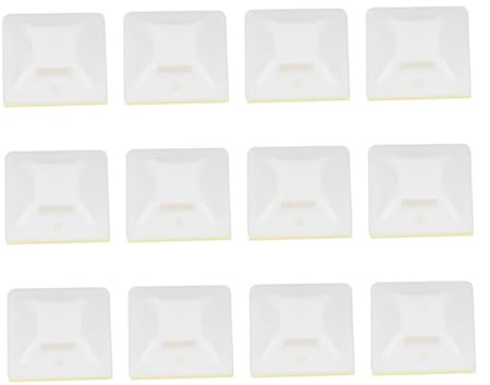 UTHCLO 500 Pièces Embases Auto Adhésives pour Colliers de Serrage Supports Fixation Câbles Organisation Câblage Maison Bureau Base Nylon pour Gestion Fils Blanc