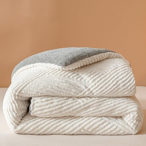 Manta Sofa de Borrego, Manta Grueso Doble Cara Franela y Sherpa, Edredón Nórdico para Cama Matrimonio, Suave y Caliente para Invierno, Tamaño Individual/Doble,004,150x200cm(2kg)
