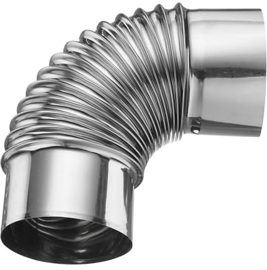 PATIKIL 100mm 90 Degree Stove Pipe, Stainless Steel Tent Elbow Stove Chimney Pipe Flue Extension with Aluminum Foil Tape for Camping Stove Vent Water Heater Smoke Exhaust