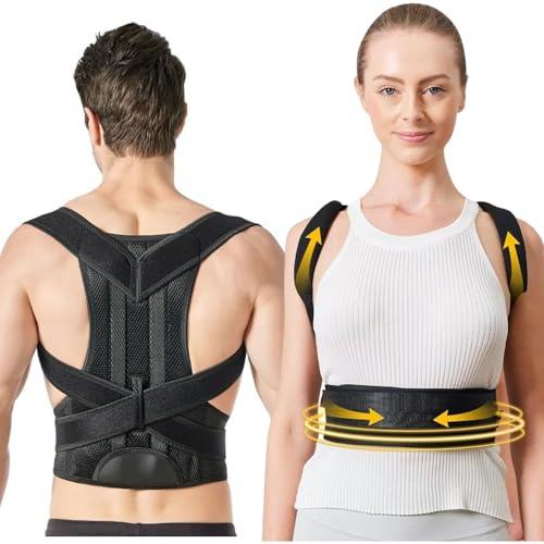 ETRSAIRL Posture Corrector For Men And Women, Adjustable Back Brace Shoulder Corrector To Prevent Hunchback, Spine Corrector To Improve Posture And Relief Back Pain（Black,L）