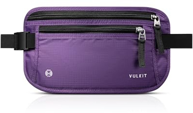 VULKIT Money Belt for Travel, Hidden Passport Holder, Anti-Theft Travel Wallet Under Clothes, RFID Blocking Waist Pouch, Undercover Fanny Pack, Violet Purple