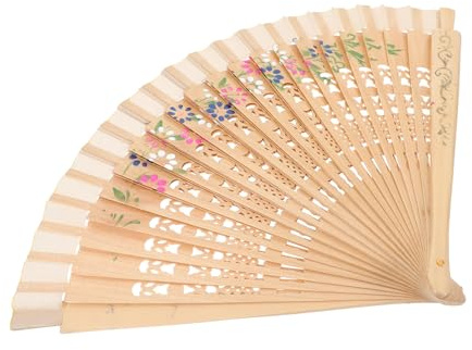 NOLITOY Éventail Espagnol Double Face Prise Confortable Design Élégant Vintage Pliant en Bois Peinture de Fleur Portable, pour Festivals et Voyages