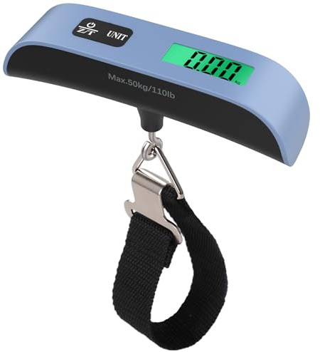 Digitale Kofferwaage Gepäckwaage,GeeRic Gepäckwaage Travel mit Temperatursensor,50KG / 110 lb Hängewaage Digitalwaage Fischwaage Batterie im Lieferumfang enthalten