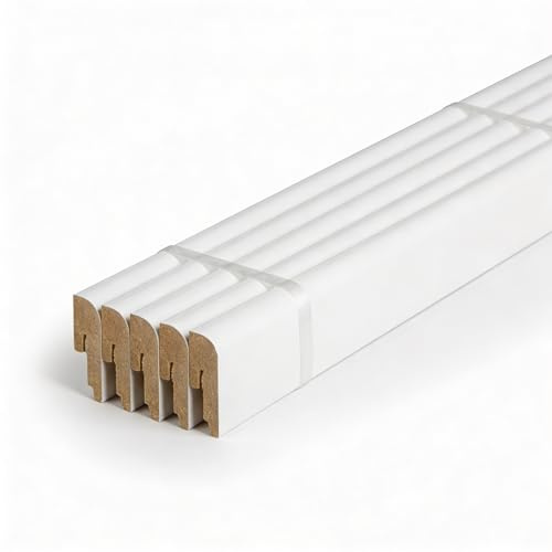 PROVISTON Sockelleisten Weiß RAL 9010-240 cm x 42 mm - MDF mit Kabelkanal Fußleisten abgerundet 5er Pack