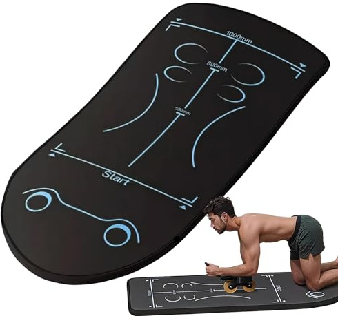 Estera Con Rodillos Para Abdominales - Estera De Yoga Antideslizante Engrosada Con Marcas | Cojín De Fitness Para Arrodillarse Para Rueda Abdominal, Almohadilla De Ejercicio Plegable Para Uso En Gimna