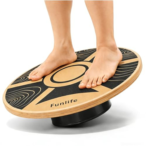 FunLife Balance Board aus Holz – Rutschfest & Stabil für Balance Training | Stabiler Gleichgewichtstrainer für Core Training, Fitness, Koordination & Stabilität, langlebig