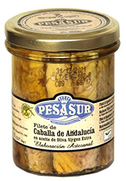 Caballa de Andalucía PESASUR Aceite de Oliva Virgen Extra Ecológico Tarro Vidrio [Pack 2 ud x 195 g]