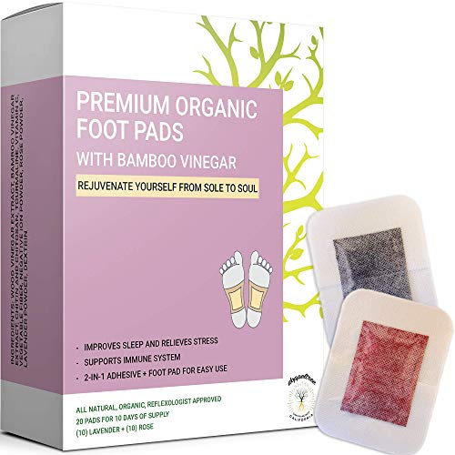 Doppeltree Foot Pads for Better Sleep, Less Stress, & Relief | Upgraded 2-in-1 Cleansing Patches with Organic Bamboo Vinegar | Formulated in San Francisco | 10x Lavender + 10x Rose