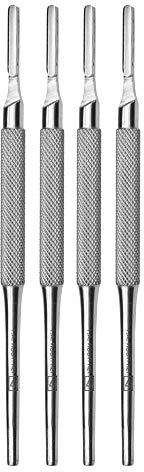 May Set 4x Skalpellhalter rund Figur 3 Skalpellgriff Edelstahl | 4er Set runder Skalpellhalter (Figur 3) aus Edelstahl für Modellbau und präzise Grafikarbeiten