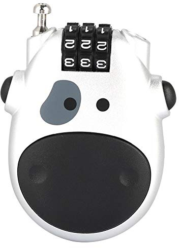Combination Lock with 3 Digital Code Cable Padlock, 80 cm Extendable Cable, Heifer Shape, Personalized Security Lock for Stroller Bag (Silver)
