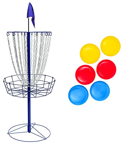 Trademark Innovations Portable Metal Disc Frisbee Golf Goal Set - 6 Discs (Blue)