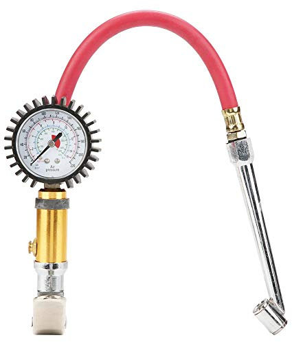 DEWIN Reifenfüller, Reifenfüller mit Manometer 1/4 Zoll Kofferraum Motorrad Reifen Reifendruckanzeige Luftdruck Inflator Pumpenpistole