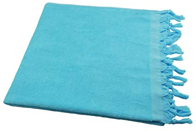 my Hamam Hamamtuch Frottee aus 100% Baumwolle (90x180 cm) – Saugstarkes Saunatuch & Strandtuch, Pestemal mit Frottee-Rückseite & Fransen, Türkis