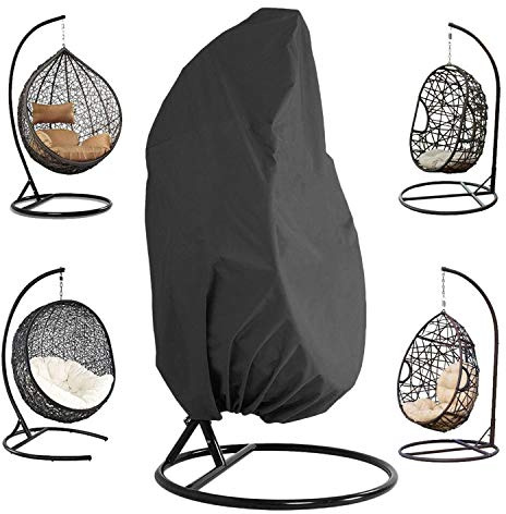 AMSAMOTION Housse de Fauteuil Suspendu Jardin Rotin Osier Fauteuil Suspendu Imperméable Housse Housse de Protection pour œufs Chaise résistant à l'eau et à la poussière - 190 X115cm (Noir)