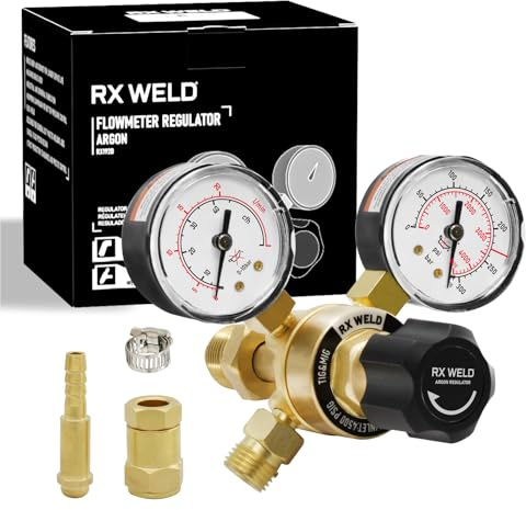 RX WELD Argon Regulators Gauges Gas Welding, Regulator for MIG and TIG, CGA580 Inlet Connection